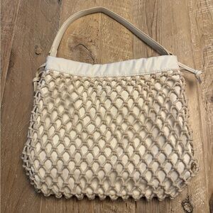 Elizabeth and James Cream Tan Woven Shoulder Bag EUC